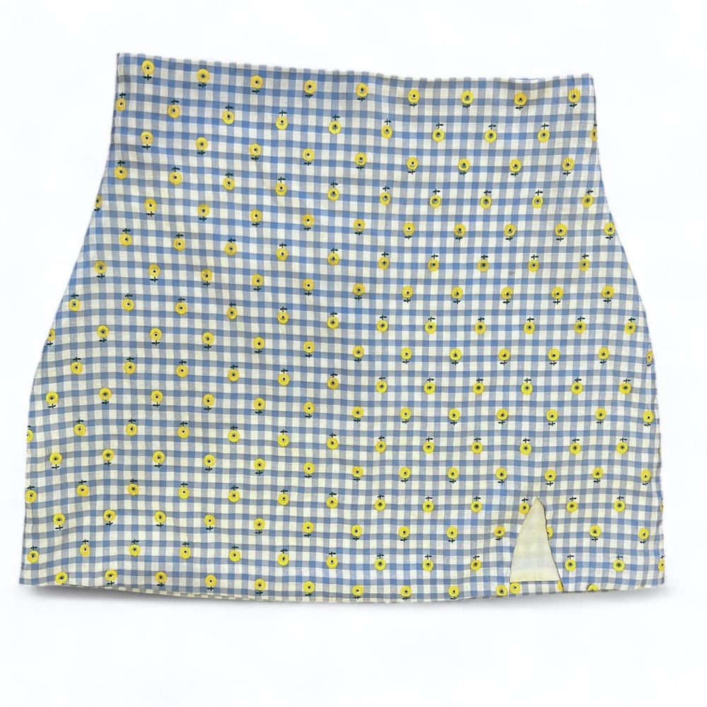 Blue and White Gingham Mini Skirt